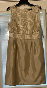 Tahari Arthur S. Levine Lily Champagne Gold Embellished Sleeveless Dress Size 10 - Picture 1 of 6