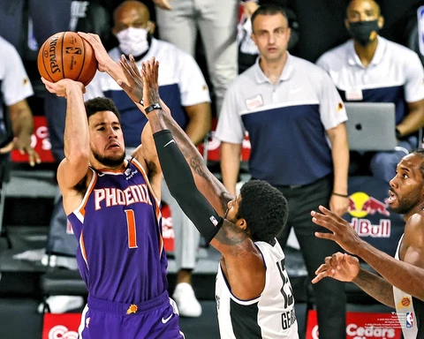 Devin Booker Phoenix Suns UnSigned Game Winner Shot vs Clippers 8/4/2020 Photo Cover
