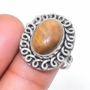 Tiger's Eye Oval Shape Gemstone Handmade Decent Gift Ring Jewelry 7.5" PG 4654 - Picture 1 of 5