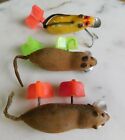 Lot of 3 Vintage Heddon Meadow Mouse Lures from Three Different Eras