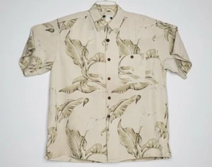 Banana Cabana camicia hawaiana seta uomo media floreale marrone cocco bottoni tasca - Foto 1 di 8