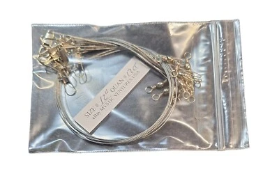 Líderes de pesca Snaplock 30 lb 12ct 12" recubiertos de acero plateado 7 hilos trenzados Foto 1 de 2