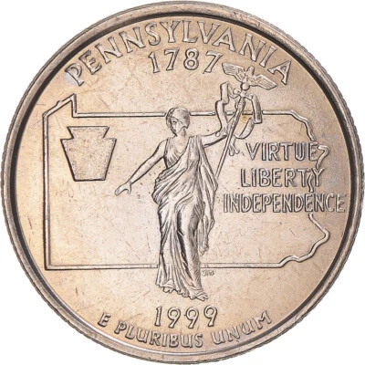 [#1045788] Coin, United States, Pennsylvania, Quarter, 1999, U.S. Mint, Philadel - Image 1 of 2