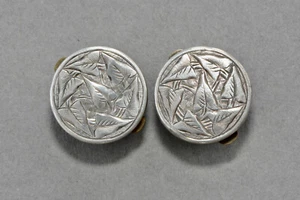 Antique pair of silver faced Art Nouveau spring studs - Picture 1 of 5