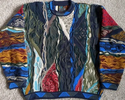 Vintage Coogi Australia Pure New Wool Sweater Embossed Knit Authentic Bright LRG - Image 1 of 4