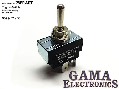 GAMA ELECTRONICS 30 Amp Toggle Switch Polarity Reversing DC Motor Control - Maintained - 28PR-MTD