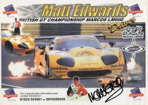 MATT EDWARDS - Signiertes 12x8 Foto - SPORT - GT MOTOR RACING - Bild 1 von 1