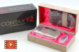 [Top MINT in BOX] Contax T2 D Data Back Titan Silver 35mm Film Camera dal... - Foto 1 di 14