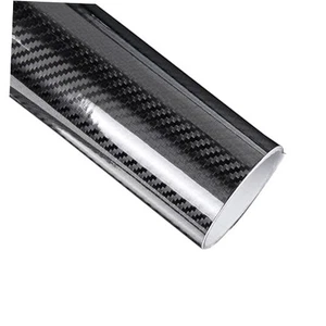6D Glänzende Kohlefaser Vinylfolie Rolle - 1 Fuß x 10 Fuß Selbstklebend Auto Schwarz - Bild 1 von 7