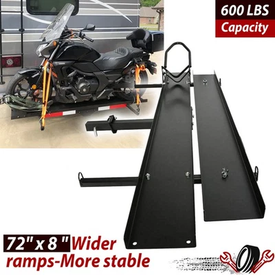 600 LBS Motorcycle Carrier Heavy Duty Dirt Bike Rack Hitch Mount Hauler w/ Ramp - Image 1 of 4