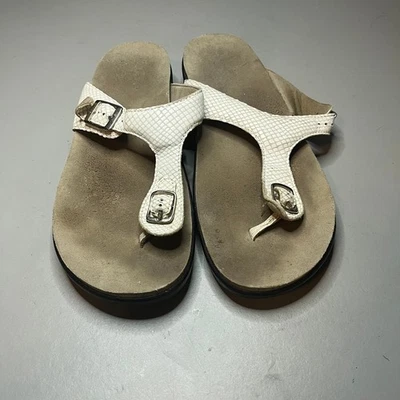 SAS Sandals Womens Size 11 Sanibel Thong White Snake Skin Print Low Wedge - Image 1 of 4