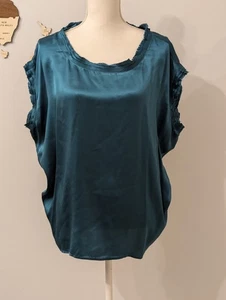 Joie Top S blau 100% Seide Flügelärmel Knopfleiste hinten transparent leicht Sommer Tasche - Bild 1 von 7