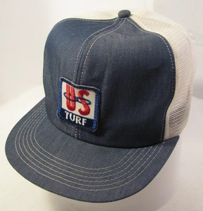 Sombrero de camionero de césped de EE. UU. Azul Denim K-Products Parche a presión ajustable Logo Gorra - Imagen 1 de 11