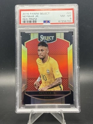 2016 Select RED Prizm Neymar Jr PSA 8 #’d 86/199  🇧🇷 World Cup - Image 1 of 2