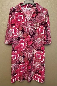 Vestido Jude Connally Shift Estilo 112 Talla Grande Rosa Paisley Cuello en V - Imagen 1 de 8