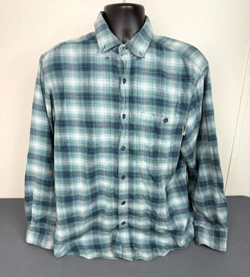 Wolverine Men's Plaid Button Front Flannel Shirt Blue Size Large Cottagecore - Image 1 of 4