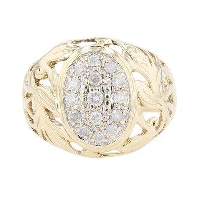 .51ctw Round Cut Diamond Cluster Statement Ring 10k Multi-Tone Gold Size 10 - Image 1 of 4