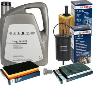 BOSCH Inspektionspaket 5 L VW Motoröl 0W-30 Longlife III FE für Seat Toledo II - Bild 1 von 12