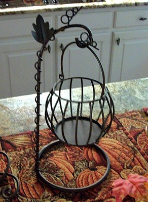 Yankee Candle Bronze Hanging Pumpkin Triple Wick Candle Holder. EUC - Image 1 of 4