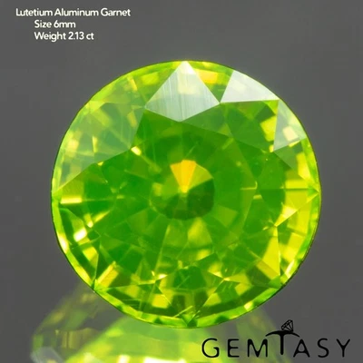 Cut stone - LuAG Neon Czochralski (Pulled) lab grown, facet Round 6mm 2.02-2.24c - Image 1 of 4