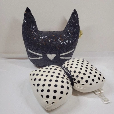 Pottery Barn Teen Emily Meritt Sequin Black Cat And Polka Dot Pillow Set  - Image 1 of 4