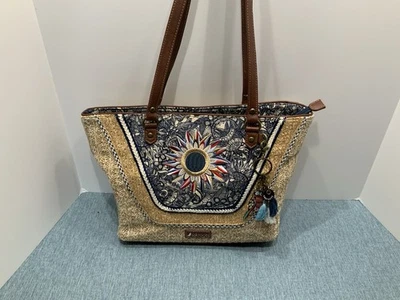 Bolso de Mano Sakroots Bordado Yute Paja - Diseño Sunburst con Bolsa a Juego Foto 1 de 4