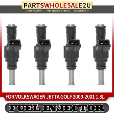 4x Inyector de combustible para Volkswagen VW Jetta Golf 2000 2001 L4 1,8 L GAS 06A906031S Foto 1 de 4