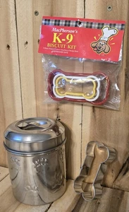Cortadores de galletas y tarro de bote con forma de hueso de perro de metal y plástico de acero inoxidable - Imagen 1 de 2