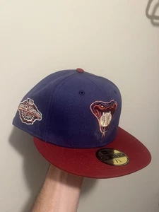 New Era Arizona Diamondbacks Fitted Hat Cap Purple 2001 World Series Patch 7 3/8 - Picture 1 of 7