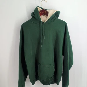 VTG 80s 90s Thrashed Tultex Heavy Cotton Kangaroo Pocket Hoodie Green Size L - Picture 1 of 9
