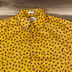 J. Crew Secret Wash Shirt Medium Slim Fit Button Down Mens Mustard Paisley Print - Picture 1 of 9
