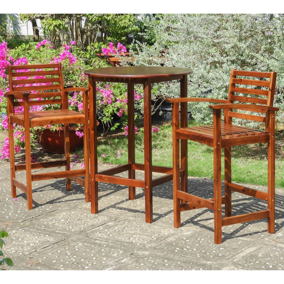 Highland 3-Piece Bar-Height Bistro Set Brown - Image 1 of 2
