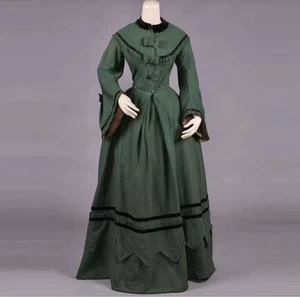 1850s Walking Day Dress Victorian Edwardian Duchess Afternoon Costume Colonial - Picture 1 of 10