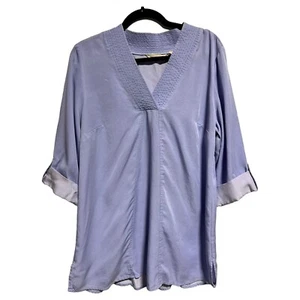 Soft Surroundings Womens Top Size Medium Maelle Tunic Verbena Blue 3/4 Sleeve - Picture 1 of 6