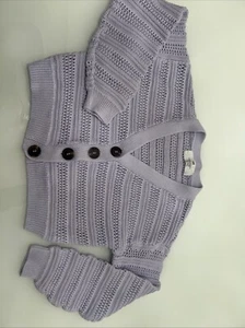 H & M Girls Purple Knit Cardigan Sweater Size 8-10 Pre Owned - Picture 1 of 10