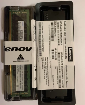 NEW Lenovo/IBM 02JK971 4X77A08635 2RX4 64GB DDR4 PC4-3200AA RDIMM Server Memory - Image 1 of 4