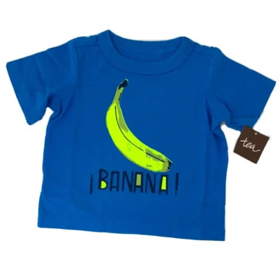 NUEVO CON ETIQUETAS Tea Collection Bebé Niño Niña 3-6 Meses Azul Manga Corta Banana Camisa Foto 1 de 4
