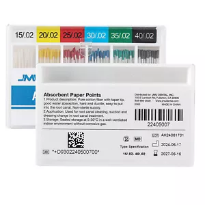 Puntos de papel absorbente endo dental punto gutta percha #15-40 02/.04/.06 cónico - Imagen 1 de 15