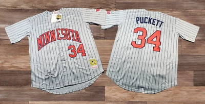 JERSEY RETRO GRIS/ROJO MINNESOTA TWINS KIRBY PUCKETT #34 NUEVO CON ETIQUETAS XL (48) Foto 1 de 4