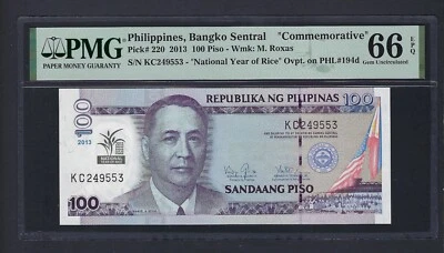 Philippines 100 Piso 2013 P220 "Commemorative" Uncirculated Grade 66 - Image 1 of 2