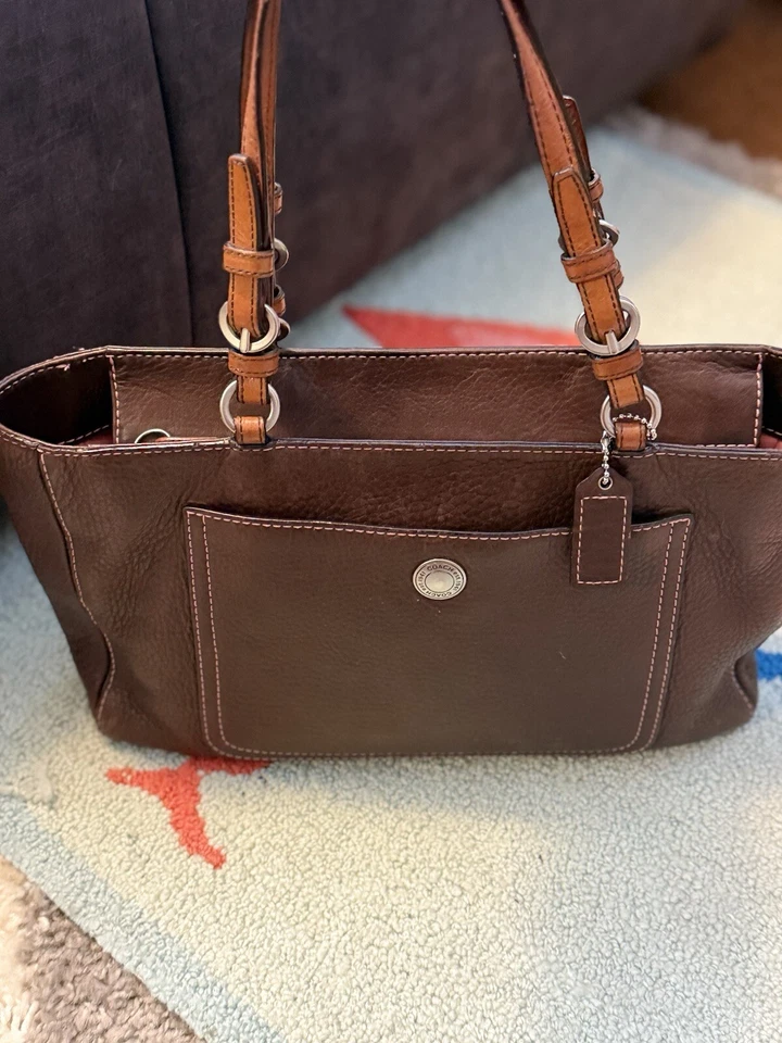 Bolso de Mano Coach Chelsea Vintage Cartera Cuero Guijarro Marrón G063-8E97 Forro Rosa Foto 1 de 4