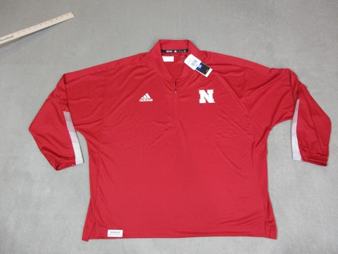 Nebraska Huskers Shirt Mens 2XL XXL 1/4 Zip Pullover Jacket Golf Football Adidas Cover