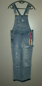 NEW GIRLS JUSTICE DESTROYED DENIM JEAN OVERALLS SIZE 14 - Picture 1 of 5
