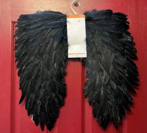 Black Fairy Angel Wings. Feathers, 19”x19” Adult For Costume Halloween Valentine - Picture 1 of 4