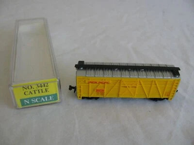Model Power N Scale Trains Union Pacific Cattle Box Car #3442 NOS - Image 1 of 4