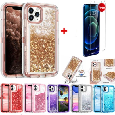 For iPhone 17/16/15/14/13/12/11 X 7 8  Shockproof Liquid Glitter Bling Case - Image 1 of 4