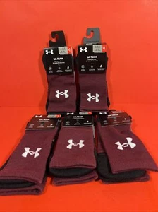 5 Pair Under Armour, UA Team, Cushioned Crew Sock, Maroon, Mens Size 7-8.5 - Picture 1 of 4