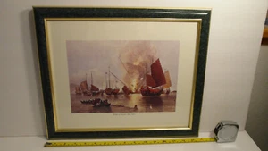FRAMED VINTAGE PRINT PHOTO PICTURE BATTLE OF ANSONS BAY 1841 NAUTICAL SHIP LINER - Picture 1 of 5