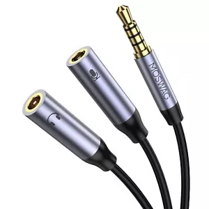 Headphone 3.5mm Splitter Audio Mic Y Splitter Cable Headphone Mic Audio Adapt... - Picture 1 of 12