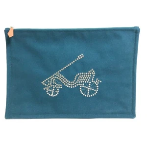 UNUSED HERMES bicycle studs velocipedist Studded Flat Pouch GM Pouch Canvas Blue - Foto 1 di 12
